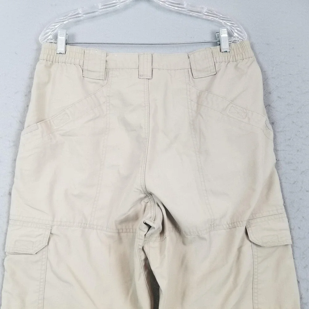 5.11 Tactical Pants Mens 34x36 Beige Cargo Ripstop Elastic Waist Outdoor Hiking